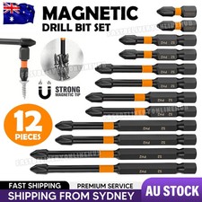12PCS Magnetic Drill Bit Cross Head Impact Screwdriver Drills Anti-Slip Bits Set