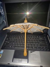 Vintage Miniature DOLL PARASOL UMBRELLA Wooden Frame