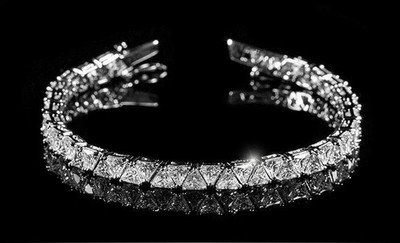 10Ct Trillion Cut Lab Created Diamond 14k White Gold Plated Tennis Bracelet 7.5''