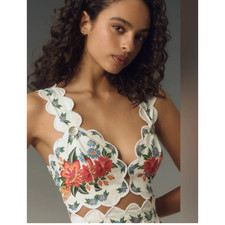 Farm Rio NEW Bloom Garden Off White Midi Dress, Med