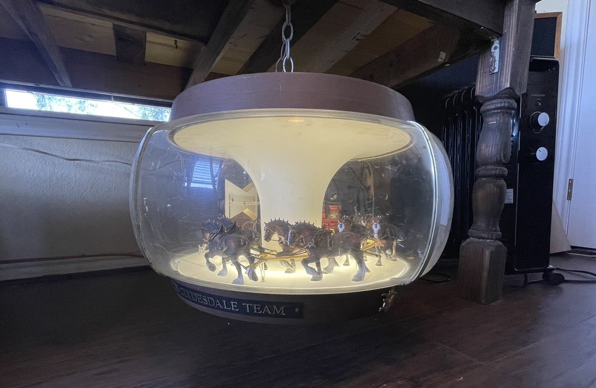 Budweiser Clydesdale Carousel Light Up Bar Sign Vintage | eBay