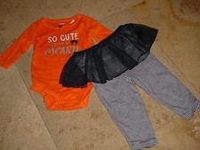 NWT CARTER'S TODDLER GIRLS HALLOWEEN SCARY CAT 2 PC JUMPER SET ORANGE SZ 9 MO