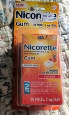 Nicorette Gum 2mg Fruit Chill 20 Pieces Pocket Pack 03/2027
