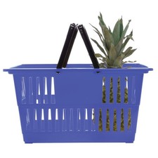 HUBERT Plastic Shopping Basket Blue - 18 1/4"L x 13 1/4"W x 9 1/8"D