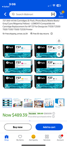 727 300-ml Ink Cartridges (6-Pack, Photo Black/Matte Black/Gray/Cyan/Magenta/Yel - 第 4/9 張圖片
