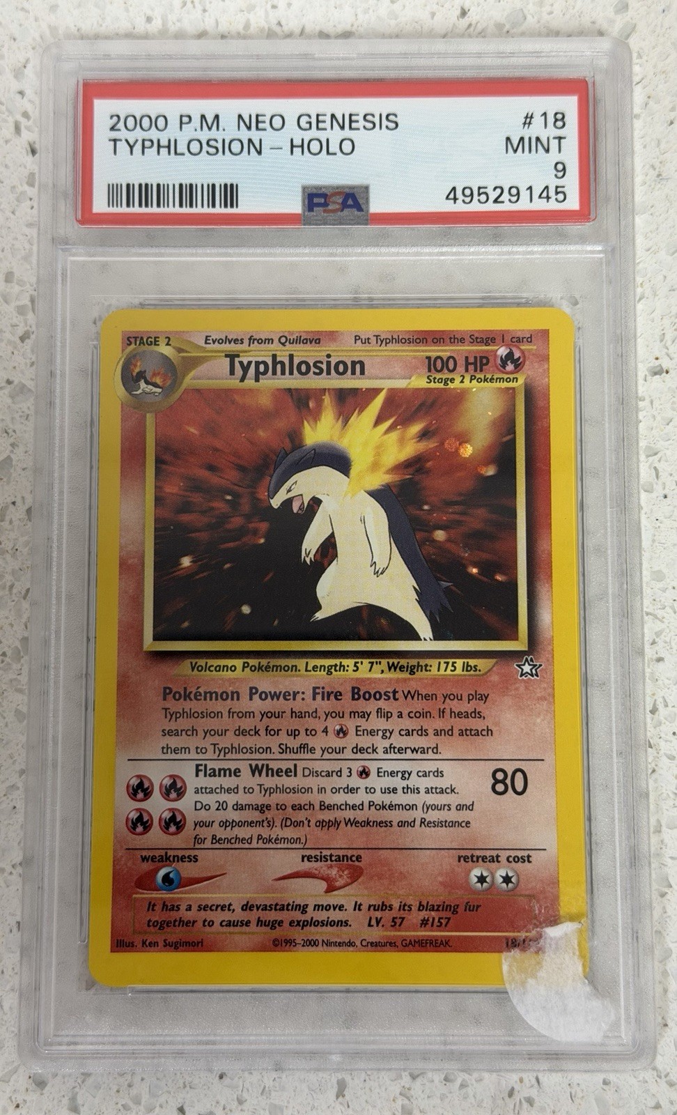 2000 Pokemon Neo Genesis 18 Typhlosion- Holo PSA 9