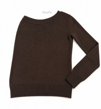 Womens Brown One-Shoulder Off-Shoulder Long Sleeve Knit Pullover Sweater 2XS