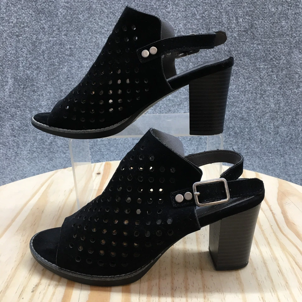 White Mountain Sandals Womens 8 M Glorielle Block Heels Open Toe Slingback Black - Image 2 of 4