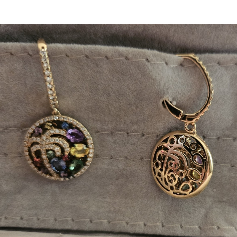 EFFY 14K YELLOW GOLD WATERCOLOR MULTI SAPPHIRE AND DIAMOMD