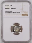 1953 Roosevelt Proof Dime 10C NGC, PF 68 Cameo, PR68CAM