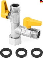 "Qwork 3 Wege Umschaltventil, G1/2\" T-Adapter Adapterventil, Mit Absperrventil,"