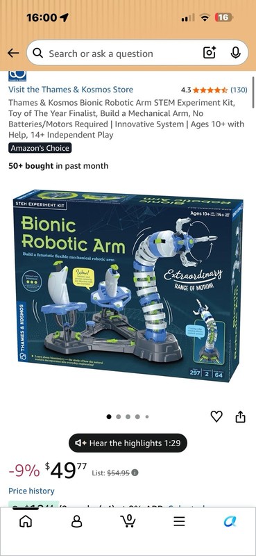 Thames & Kosmos Bionic Robotic Arm STEM Robot Kit 297pc Age 10+ Manual