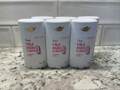 6X DOVE Vitamin Care+ Aluminum Free Deodorant Stick Raspberry & Rose 2.6 OZ/EACH