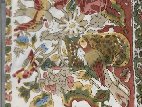 Pottery Barn Bolster Pillow Cover Floral Birds Zip Leaves 100 % Cotton Beautiful - Picture 7 of 14