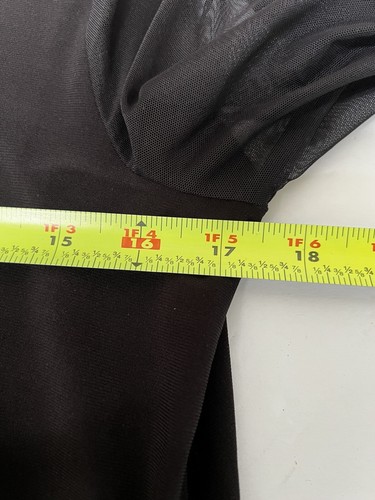 Nina Leonard Damen Cocktailkleid schwarz transparente Ärmel Rüschen Handgelenk elegant Gr. M - Bild 7 von 9