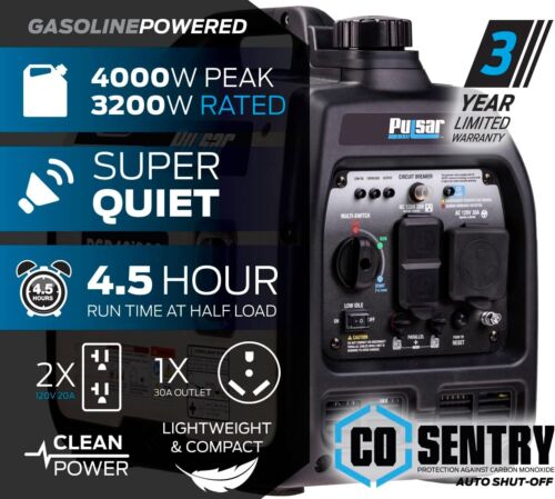 Pulsar 4,000-W Ultra-light Super Quiet Portable RV Ready Gas Inverter Generator - Picture 3 of 12