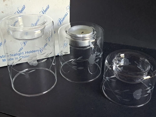 PRINCESS HOUSE 3 CRYSTAL GRADUATED TEALIGHT HOLDERS IOB #306 + 2 SUSPENDED #443