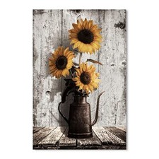 Rustic Sunflower Canvas Wall Art: Vintage Flower 10"X15" Small Sunflower