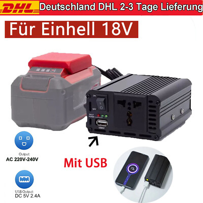 Für Einhell 18V Wechselrichter Inverter 200W Spannungswandler DC 18V to AC 240V