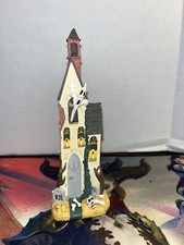Halloween House Haunted Church Ghost In Window Village Figurine 6.5 In