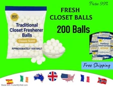 200 Balls White Closet Freshener Balls – Classic Smell – Laundry & Storage Safe