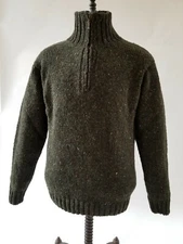 Aran Crafts Men's Irish Donnegal 100% Wool Half-Zip Sweater. Size S. Gift Box