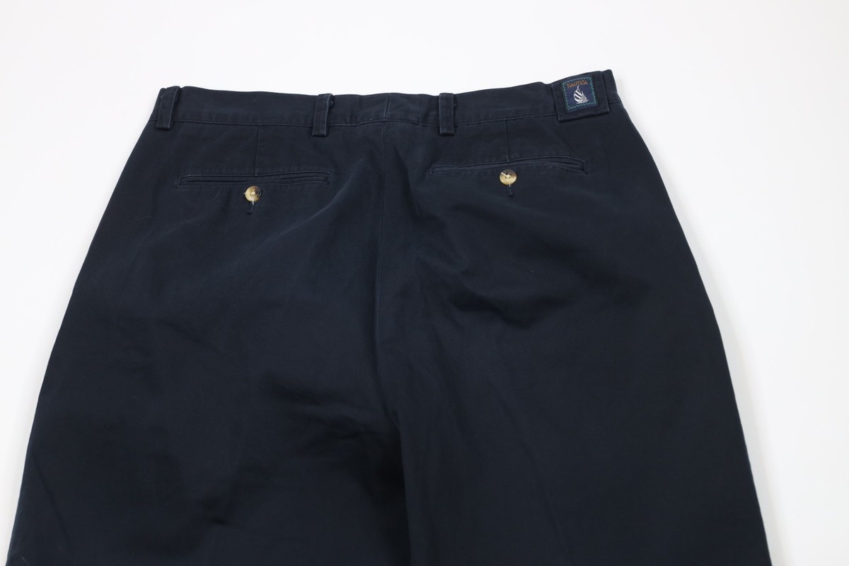 Vintage 90s Nautica Mens 34x32 Faded Spell Out Pleated Wide