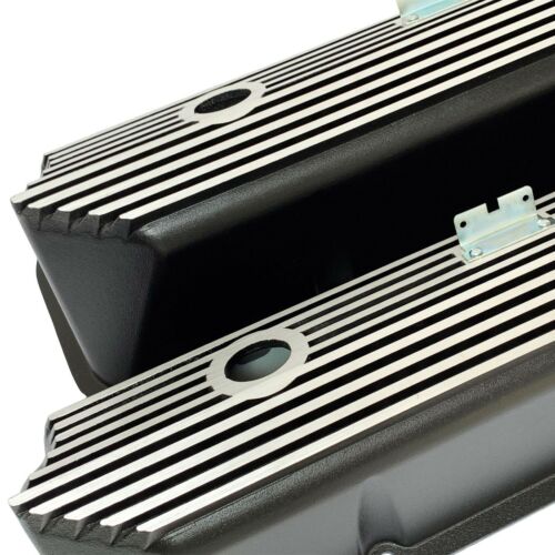 Ford FE All Finned Tall Black Valve Covers - Die-Cast Aluminum - Ansen USA - Picture 3 of 7