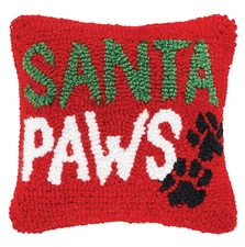 SANTA PAWS Hooked CHRISTMAS Throw Pillow FUR BABIES! C44488078 C&F Enterprises