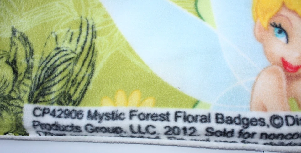 Disney Tinkerbell Mystic Forest Floral Badges 2012 Fleece Fabric 55" x 60" - Image 4 of 4