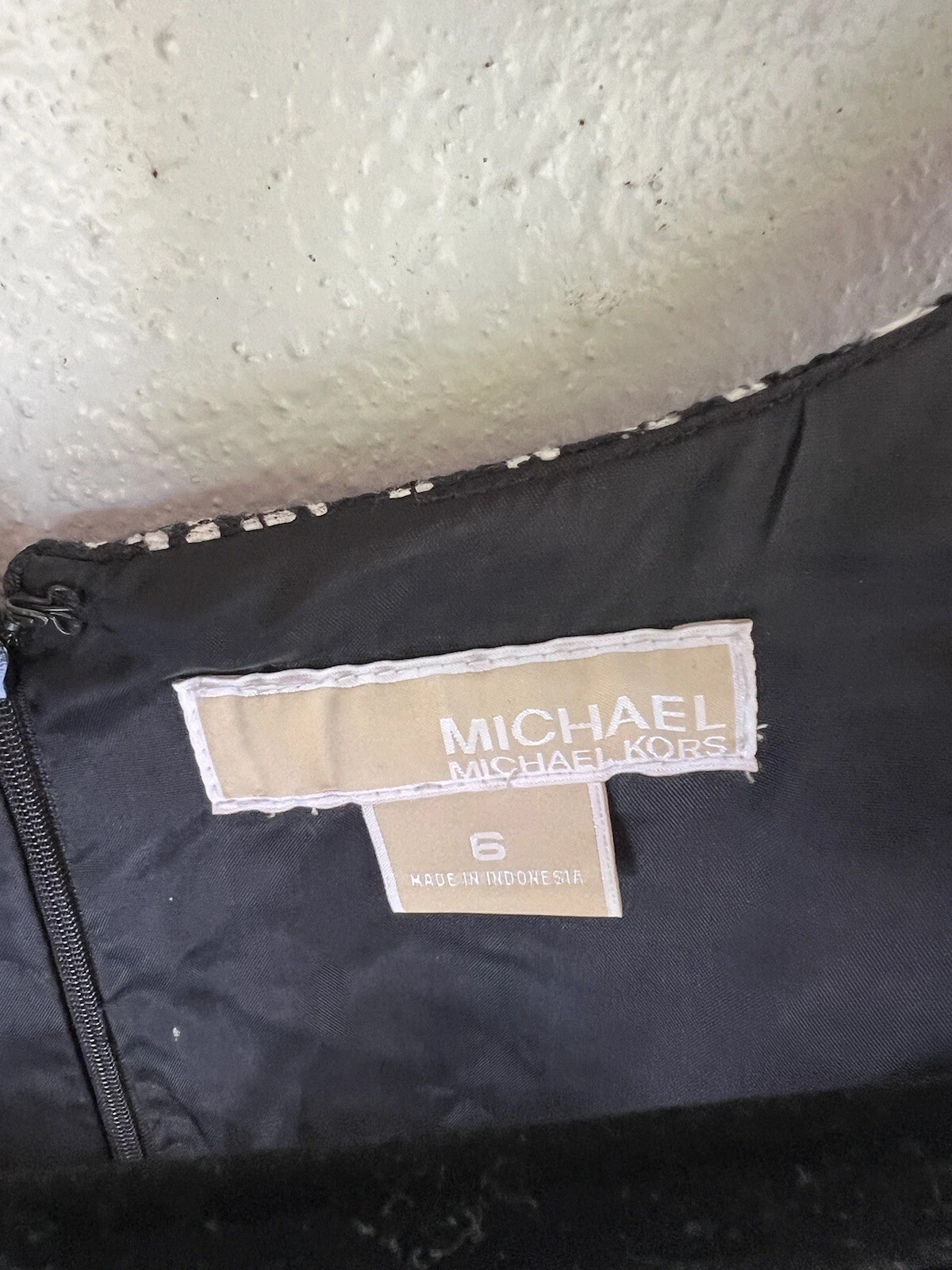 Abito MICHAEL KORS da donna nero bianco senza maniche sopra il ginocchio taglia 6