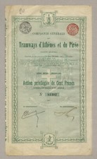Tramways d' Athènes et du Pirée SA – akcja uprzywilejowana z 1907 roku – tramwaj Ateny
