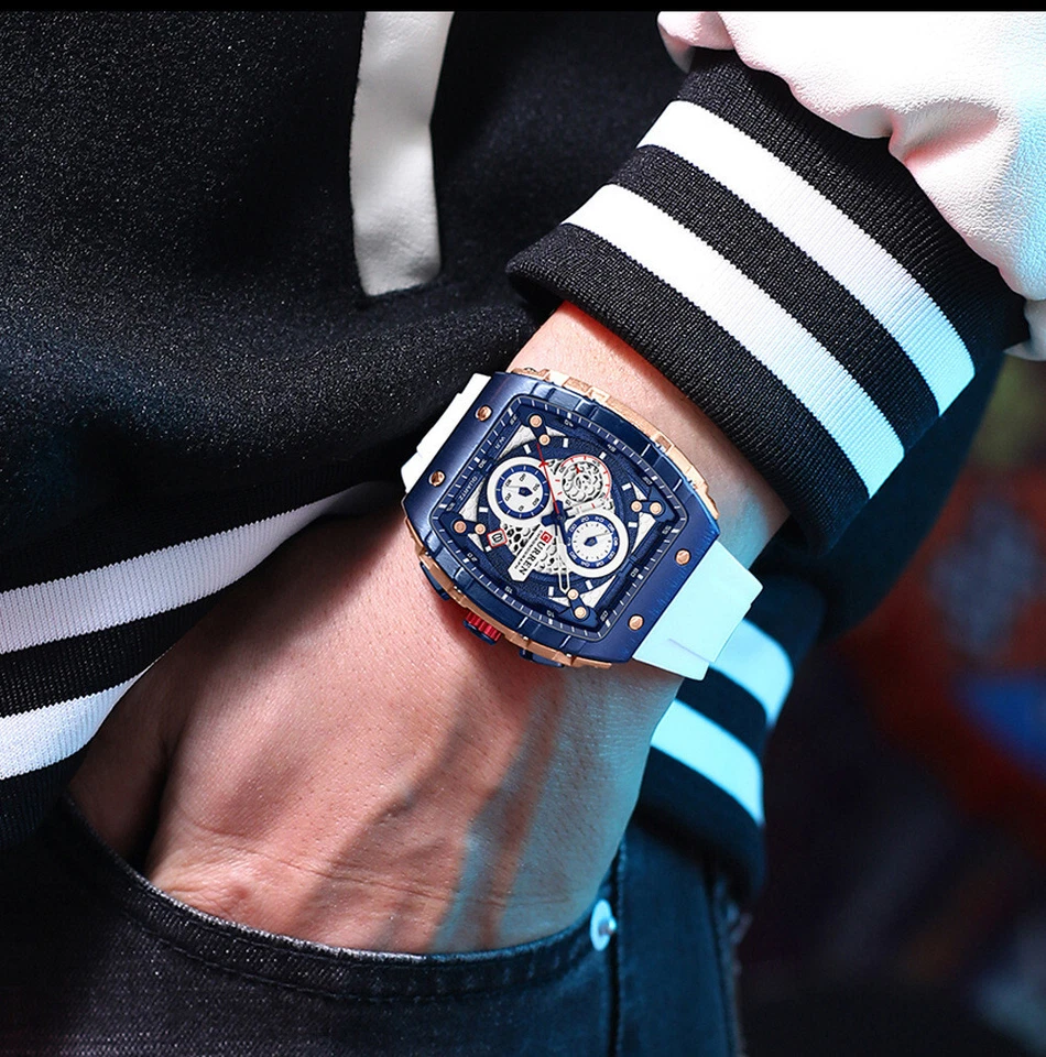 CURREN мужчин прямоугольник часы моды хронограф наручные часы мальчика девочки спортивные часы - Изображение 3 из 4