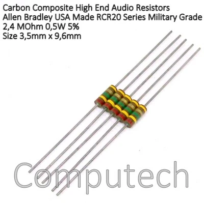 ALLEN BRADLEY 2 pezzi Resistenze Impasto di carbone 2,4 MOhm 0,5W 5% Allen-Bradley RCR20 Serie