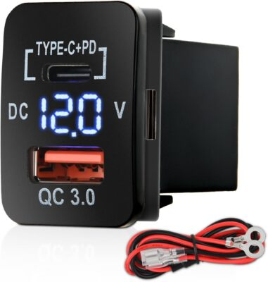 #ad Nilight Rocker Switch Style USB Charger LED Voltmeter Quick Charge 12V PD Type C $19.99