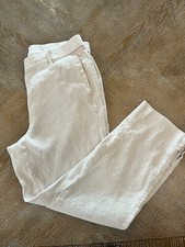 J Jill linen Stretch Ankle pants Medium Beige Elastic Waist 32  Inseam 25  