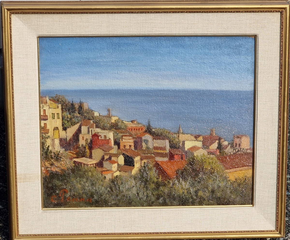 Celestino Penna 1885 1961 Taormina ME Marina, olio su