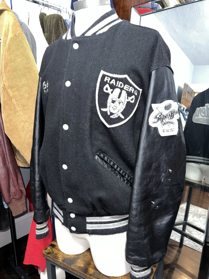 DeLong L.A. 1984 Chaqueta Raiders Vintage Stadium Hecha en EE. UU. Talla XL Manga de Cuero Foto 3 de 4
