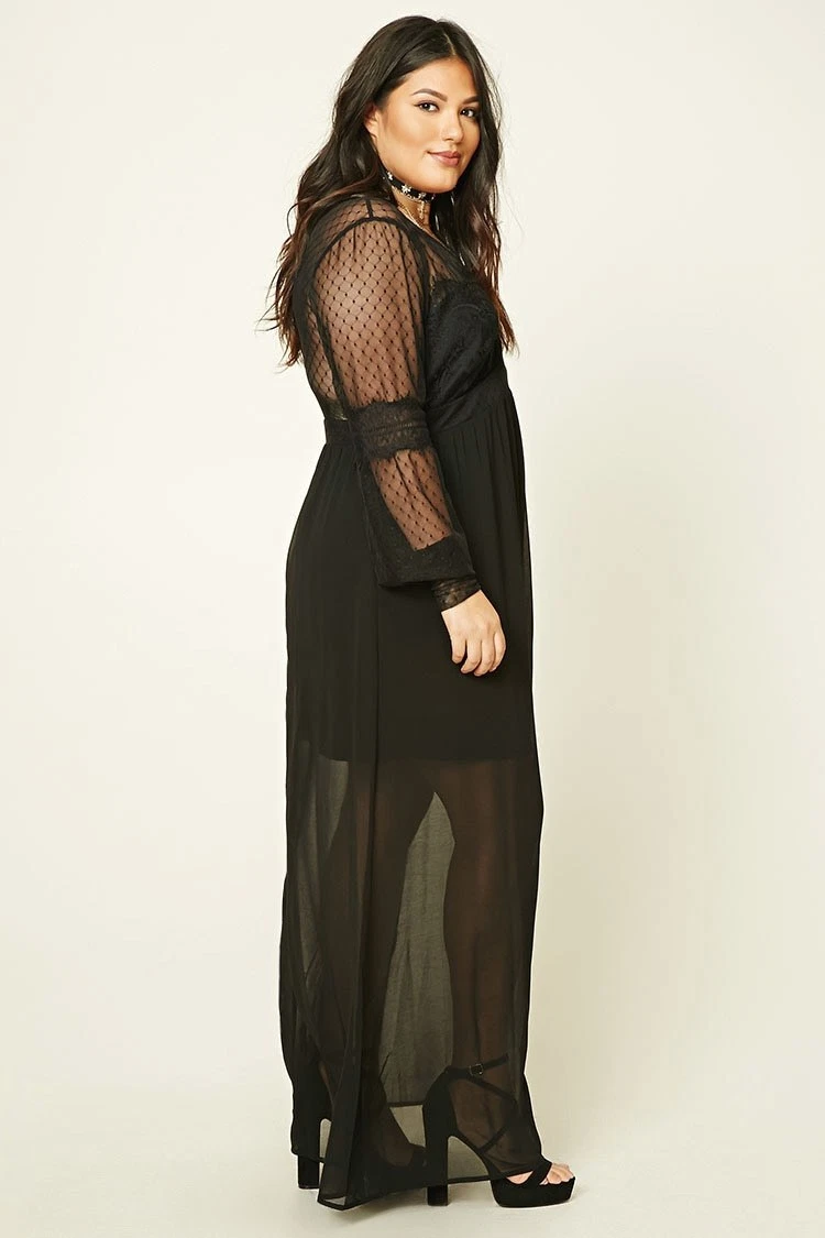 21+ Black Short Sleeve Maxi Dress