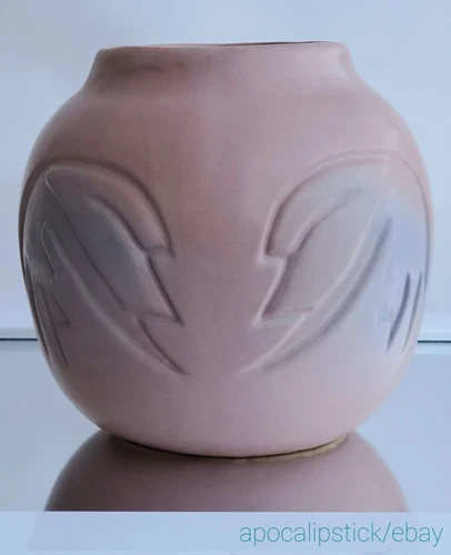 Vintage Van Briggle Pottery Arts & Crafts Rose & Blue Indian Signed Vase 6"