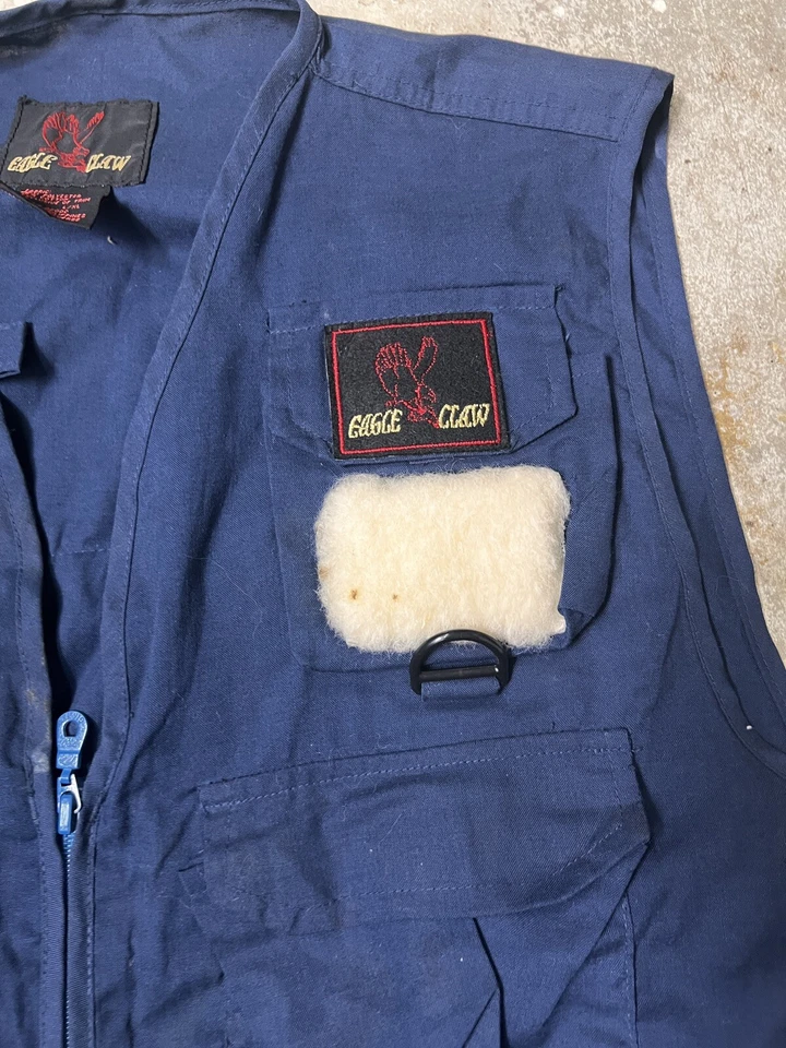 Винтажный мужской жилет 90-х с орлиным когтем L/XL Deluxe рыболовные снасти темно-синий - Изображение 3 из 4