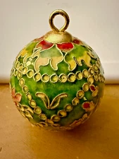 Green Enamel Cloisonné Ball Christmas Tree Ornament By Pierre Deux Christmas 
