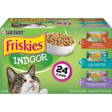 Purina Friskies Indoor Wet Cat Food Variety Pack, 5.5 Oz Cans (24 Pack)