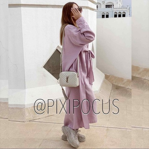 ZARA NEU GEKNOTETES SHIRTKLEID MIDI FLIESSEND DUSTY PINK M - XL **FÄLLT GROSS AUS** - Bild 5 von 11