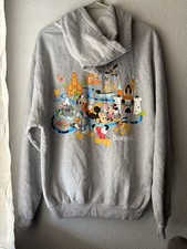 Disneyland Resort Gray Zip Up Unisex Size Medium NWOT Metallic Detail On Back