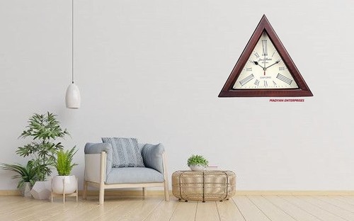 Triangle Wooden Clock 12 inches Roman Wooden Triangle Wall Clock Wall Decorative - Picture 6 of 8