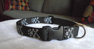 Dog Collar Lupine Pet Adjustable  1'' collar, Black/Silver, Bling Bonz, Sz Large