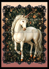 Art Deco Unicorn Design Reproduction Cotton Fabric Quilt Block Multi-size