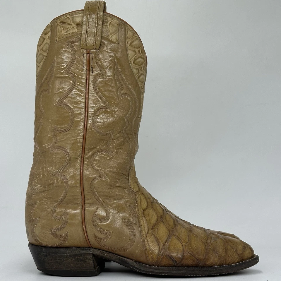 Botas de Vaquero de Cuero Exótico Años 70 De Colección Para Hombre Talla 10B Corte Tríada Foto 4 de 4