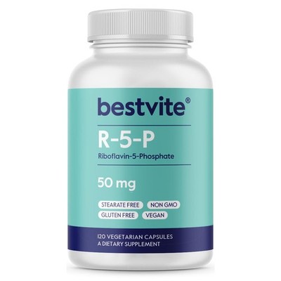 BESTVITE Riboflavin5Phosphate 50mg 120 Vegetarian Capsules  No Stearates  Veg...